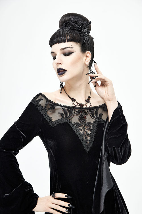 Hollow Out Irregular Long Sleeve Gothic Dress