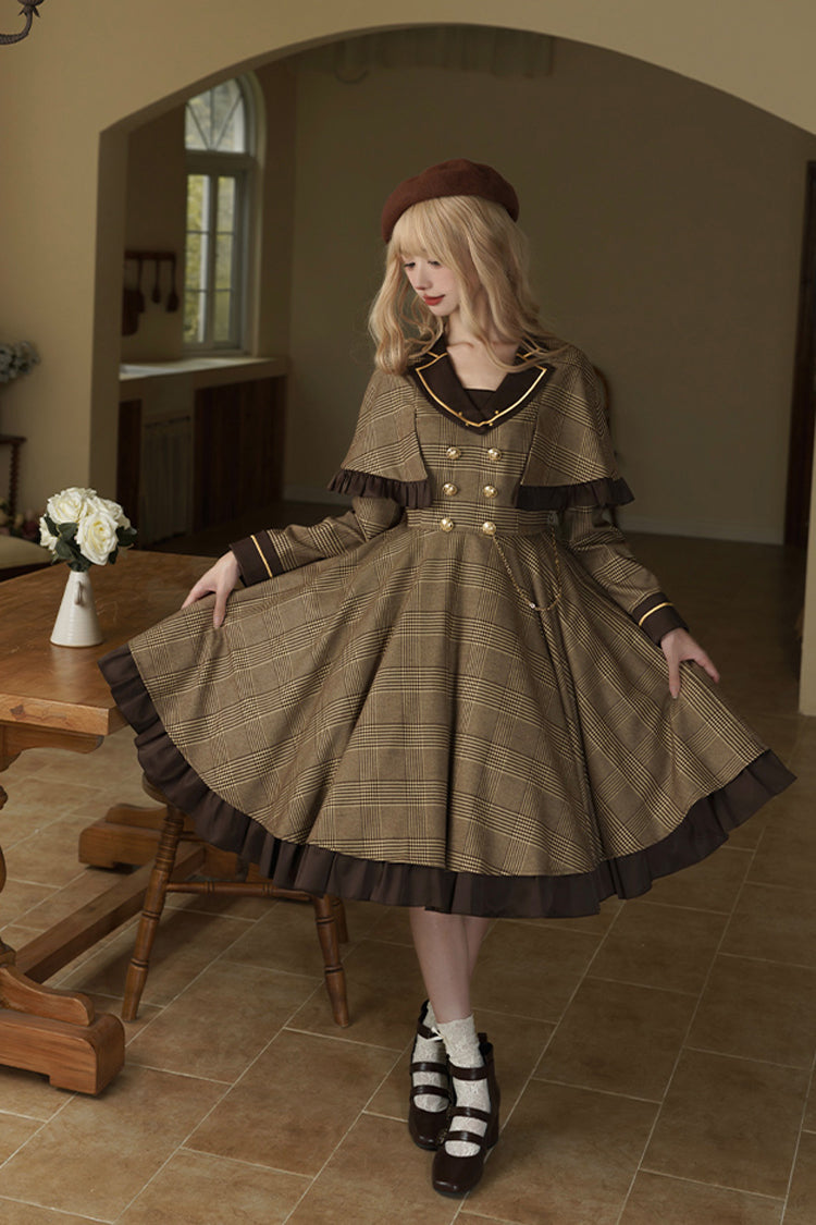 Baker Street Stories Stripe Print Ruffle Two-Piece British College Classic