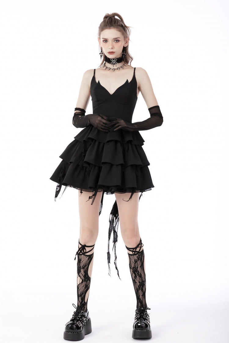 Umbra Punk Slip Dress with Layered Lace-Up and Strapless Cut