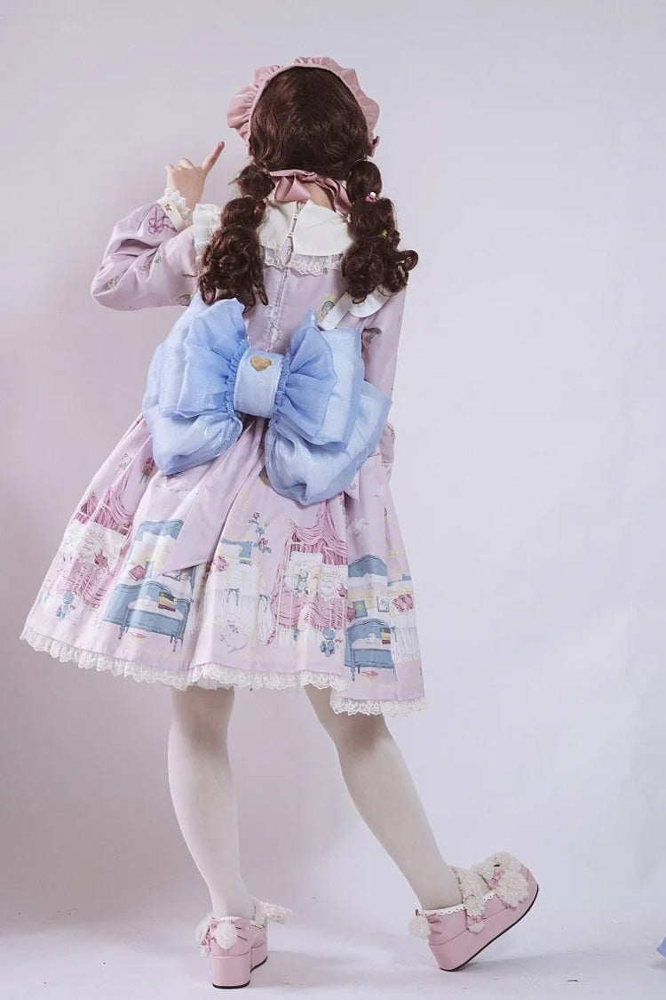 Azure Oversized Bow Metal Heart Nameplate Lolita Backpack