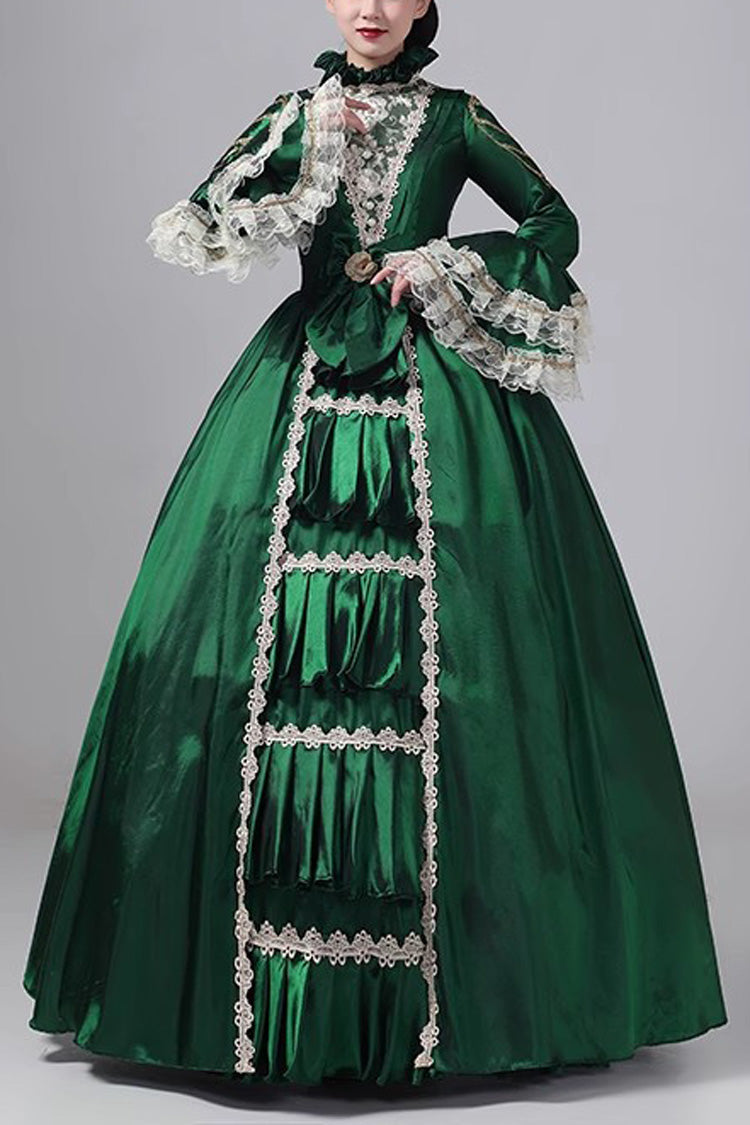 British Embroidered Medieval Victorian Gown - Vintage Court Style