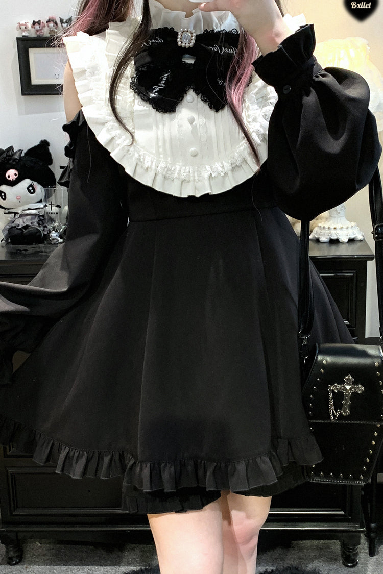 Rose Princess Off-Shoulder Gothic Jirai Kei Dress with Ruffle Bow