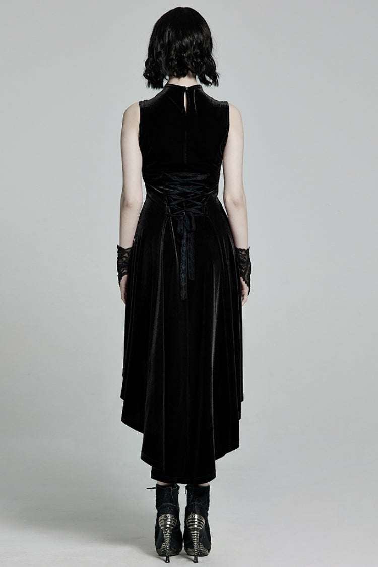 Sleeveless Lace-Up Mesh Stitching Gothic Dress
