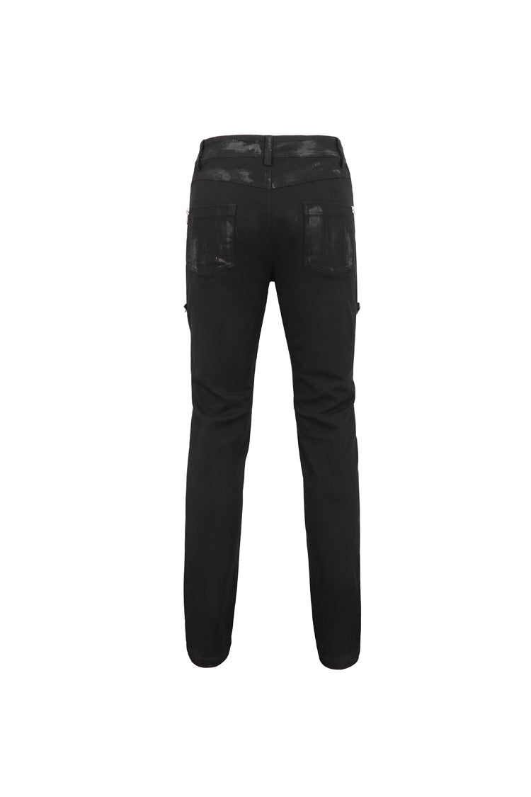 Edgy Distressed Strappy Punk Trousers for Men