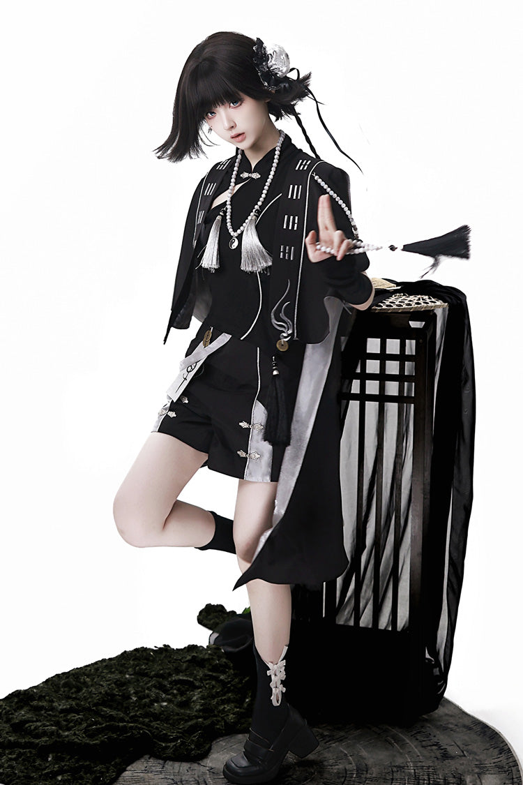 Sleeveless Chinese Style Ouji Lolita Set - Black