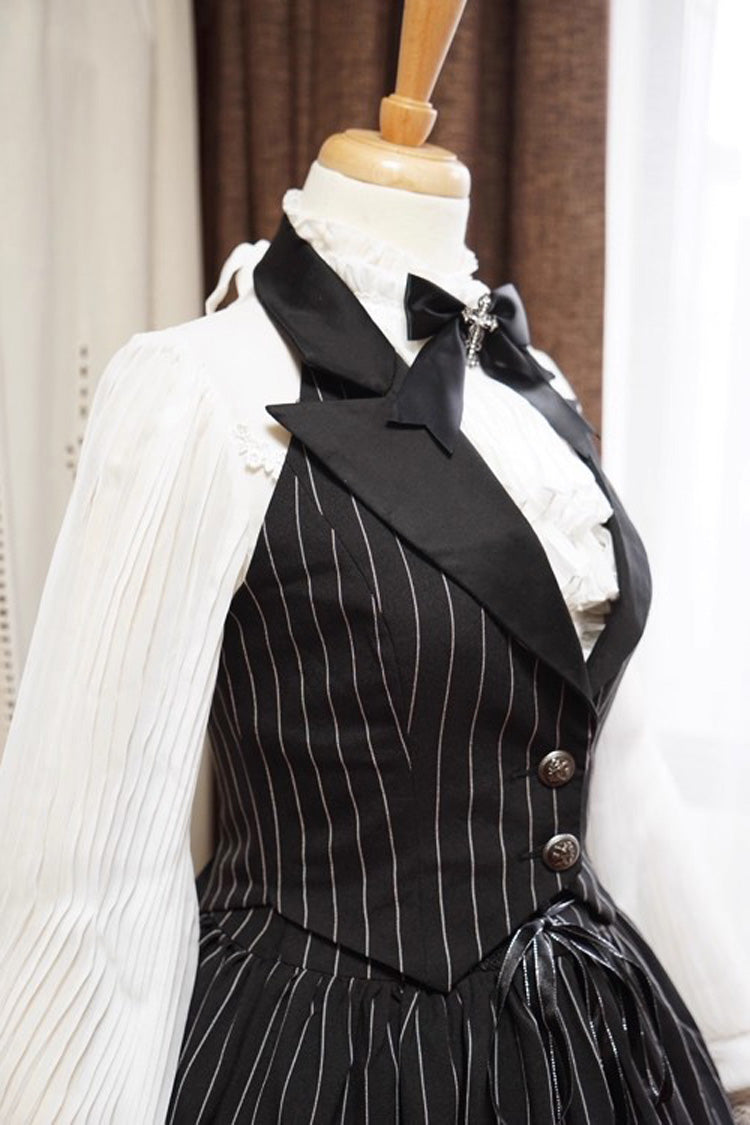 Striped College-Style Lolita Vest with V Collar