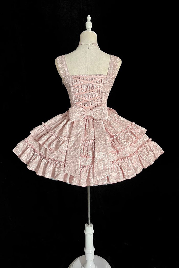 Rosy Mourning Rose Double-Tier Frill Bow Accent Lace Ballet Skirt Set