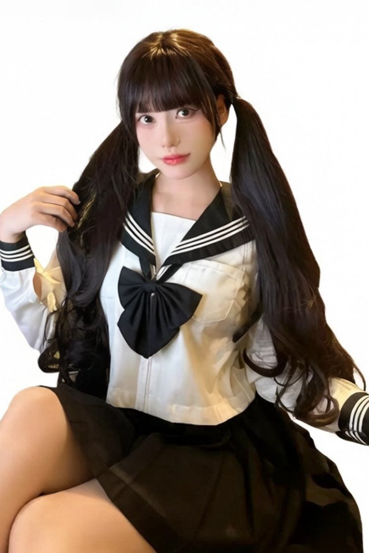 Soft Air Bangs Long Curly Sweet Lolita Twin Tail Wig in Two Colors