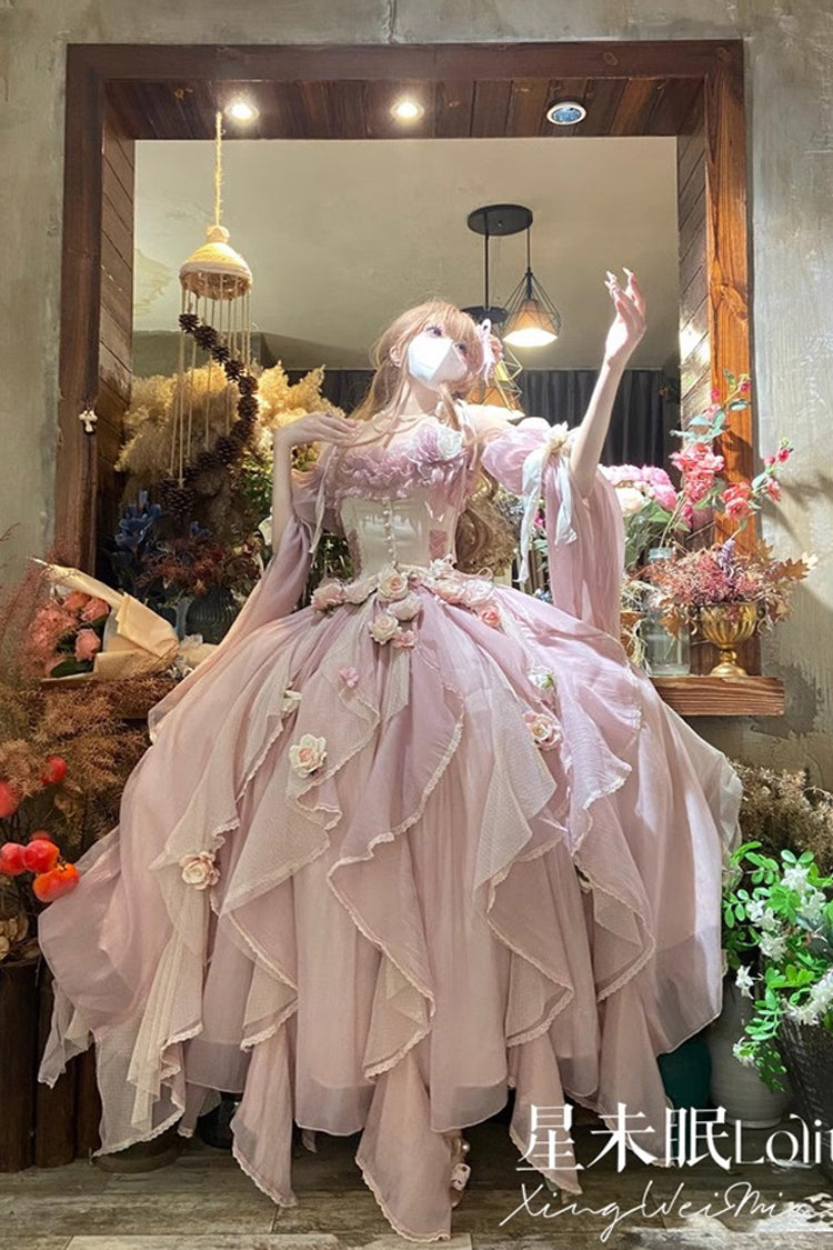 Praise of the Flower Goddess Off Shoulder Lolita JSK with Hanayome Ruffles