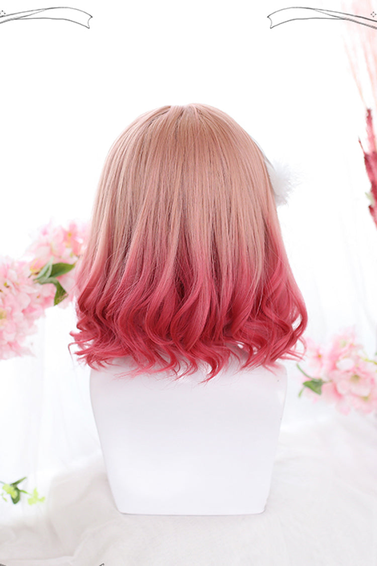 Blush Curly Short Wig with Gradient Effect
