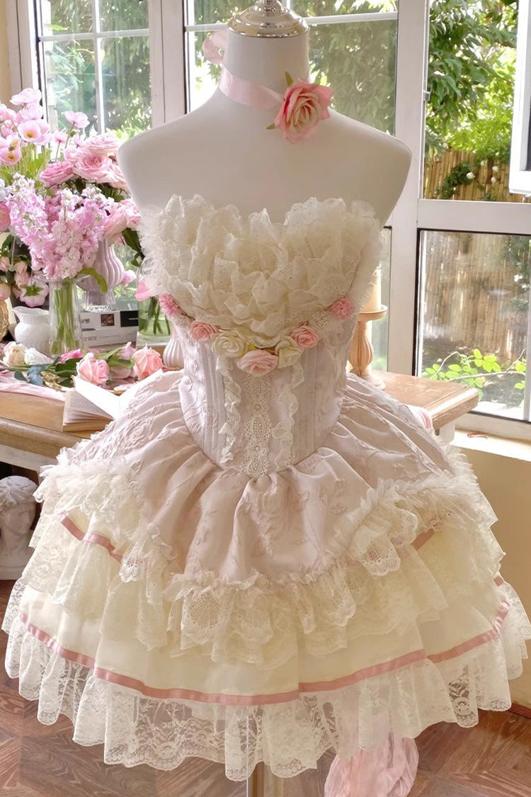 Rose Love Goddess Ruffle Lace Lolita Skirt Set