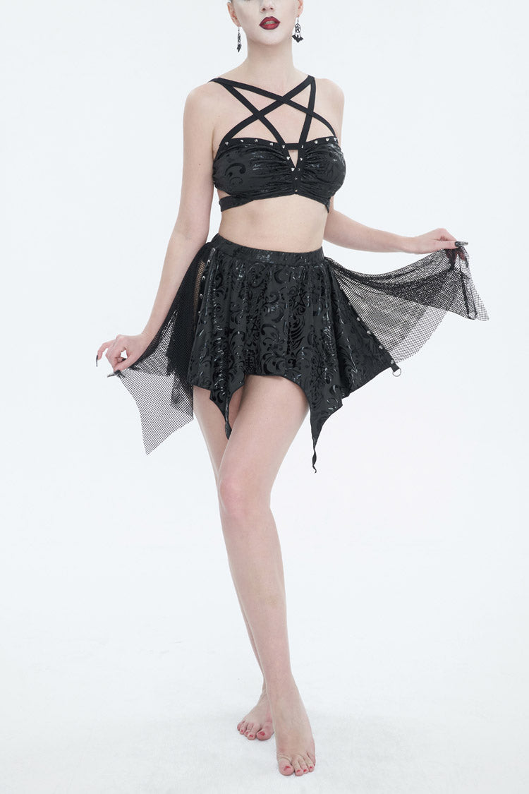 Occult Emblem Strap Two-Piece Gothic Bikini Set