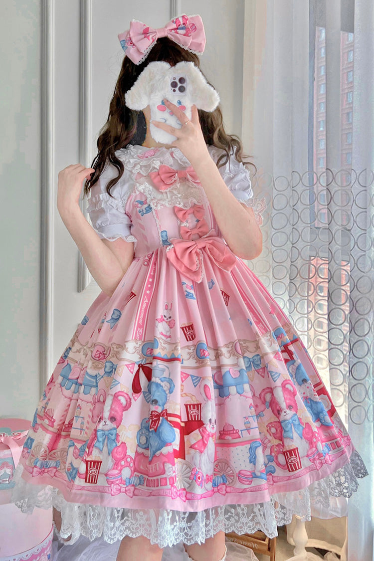 Pink Doll-Themed JSK with Ruffle and Bowknot