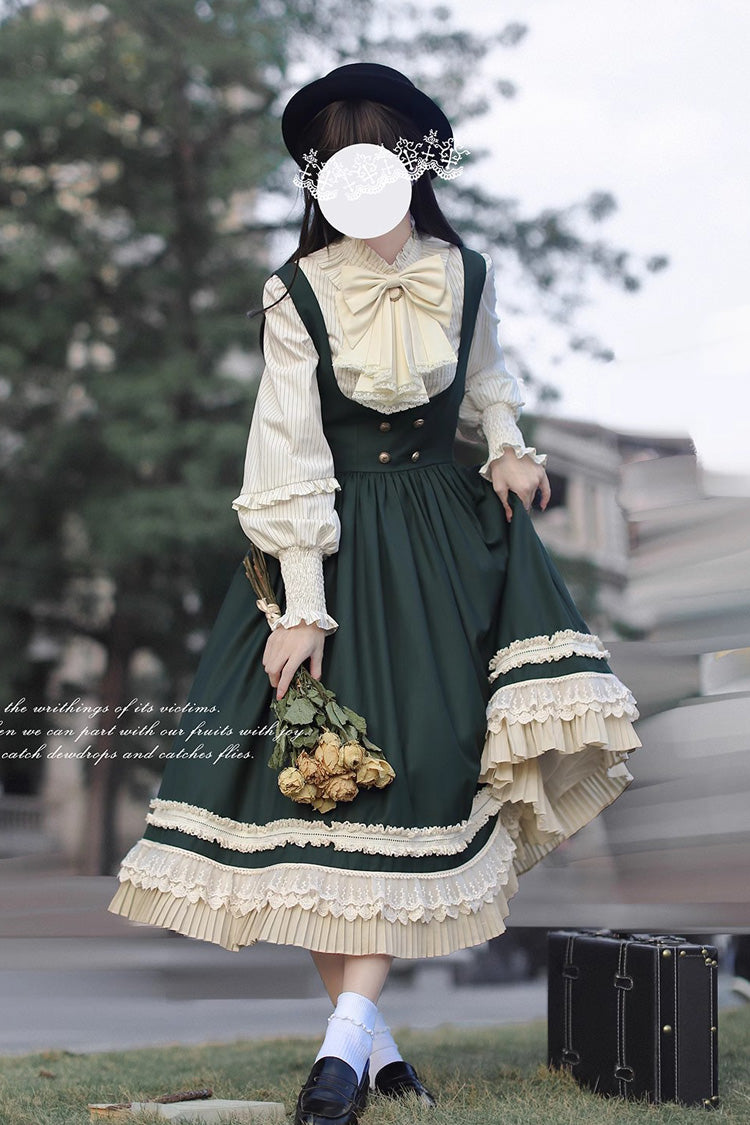 Green Bow Lace College Style Elegant Jumper - Artemis SP