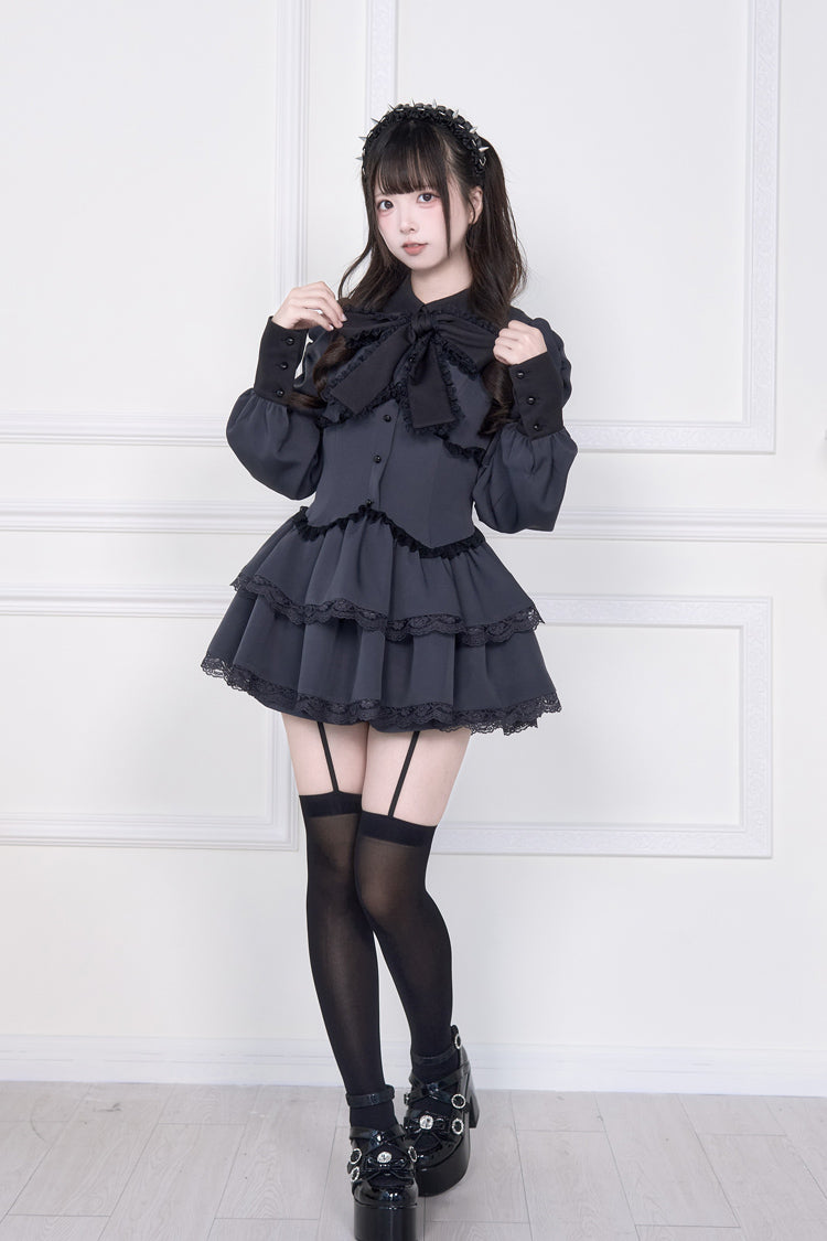 Layered Bow Tie Jirai Kei Outfit with Shorts