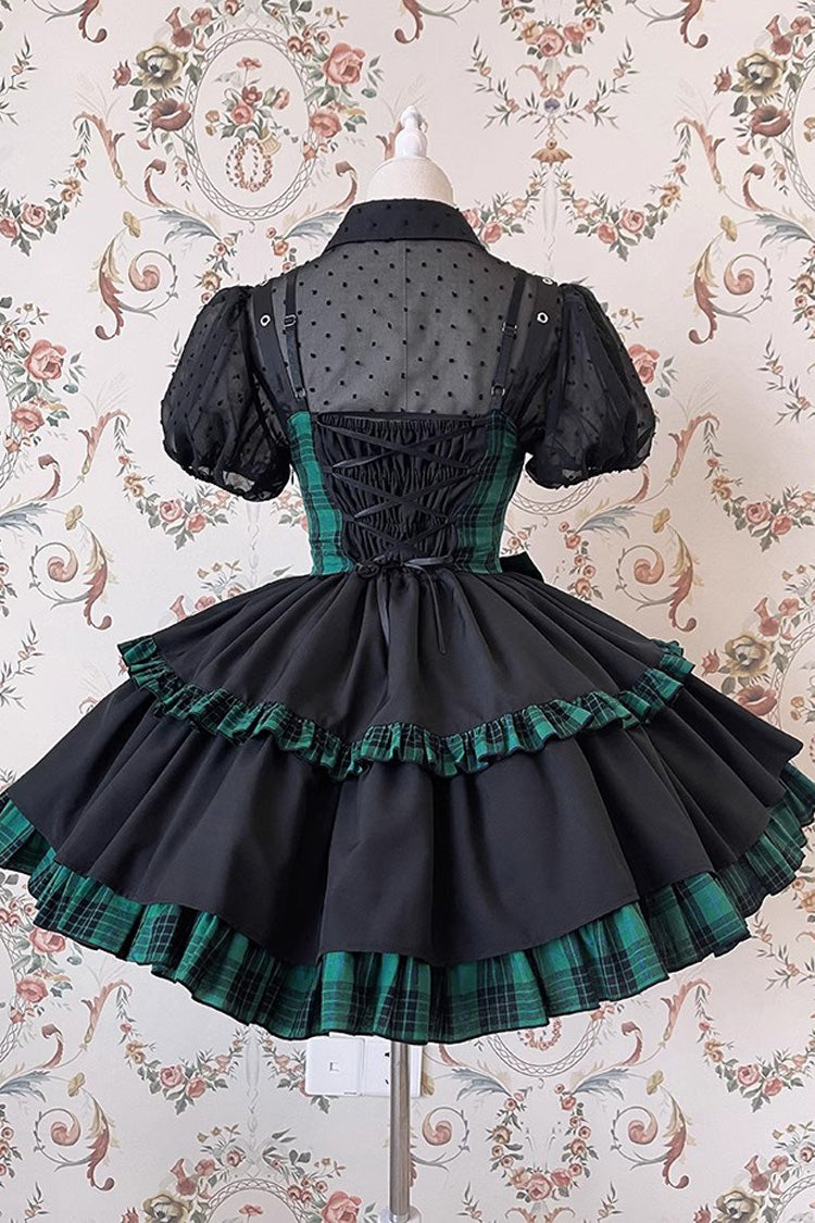 Multi-Layer Ruffle Bowknot Sleeveless JSK Dress - Gothic