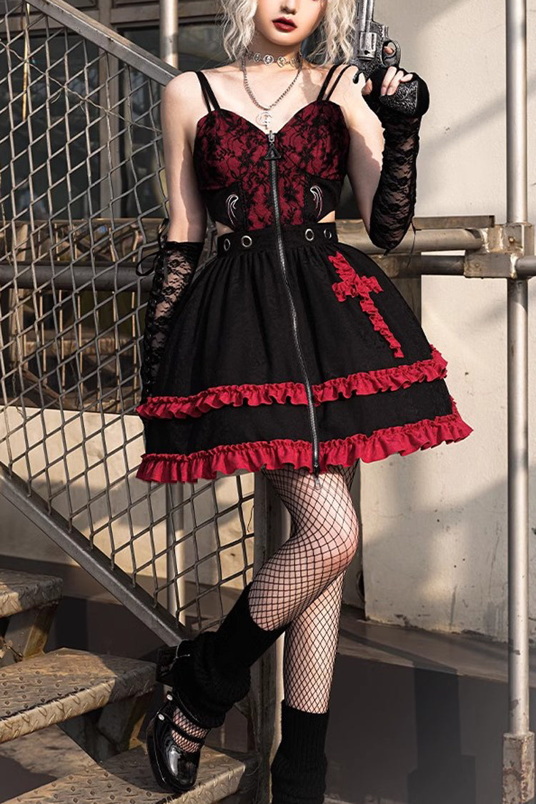 Judgment Day Crimson Cross Ruffle Lolita Jumper Dress
