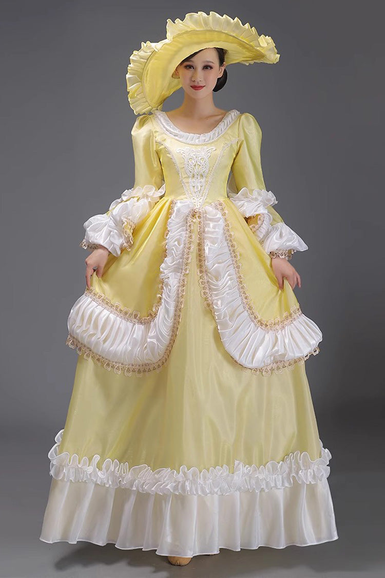 European Princess Dress with Multi-Layer Ruffles, Long Sleeves