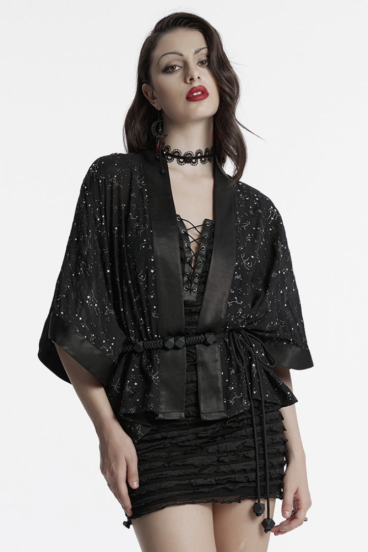 Gothic Coat with Star Lace-Up, Half Sleeves, Hollow Shoulder