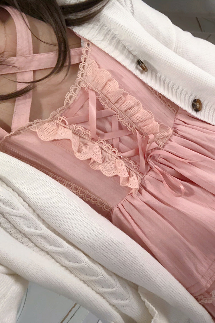 Blush First Love Triple Ruffle Bow Lace Lolita Gown