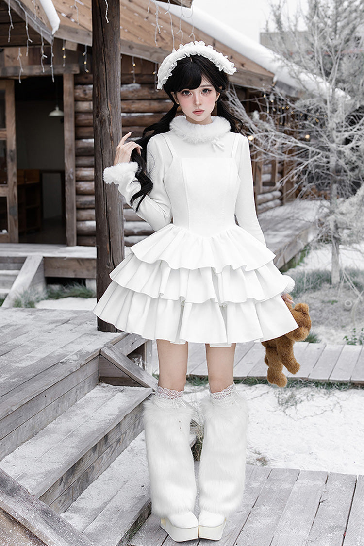 Triple Ruffled Bow Sweet Lolita JSK Outfit