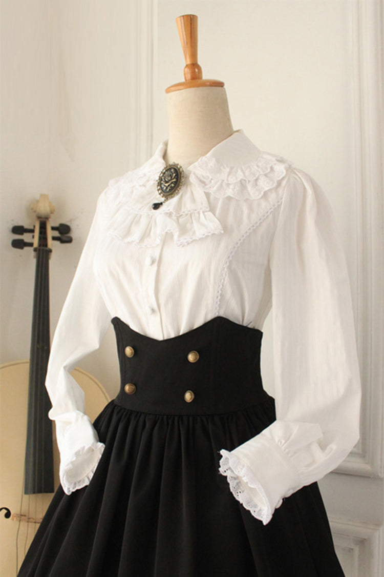 Black Vintage High-Waisted Fishbone Gothic College Skirt Dress