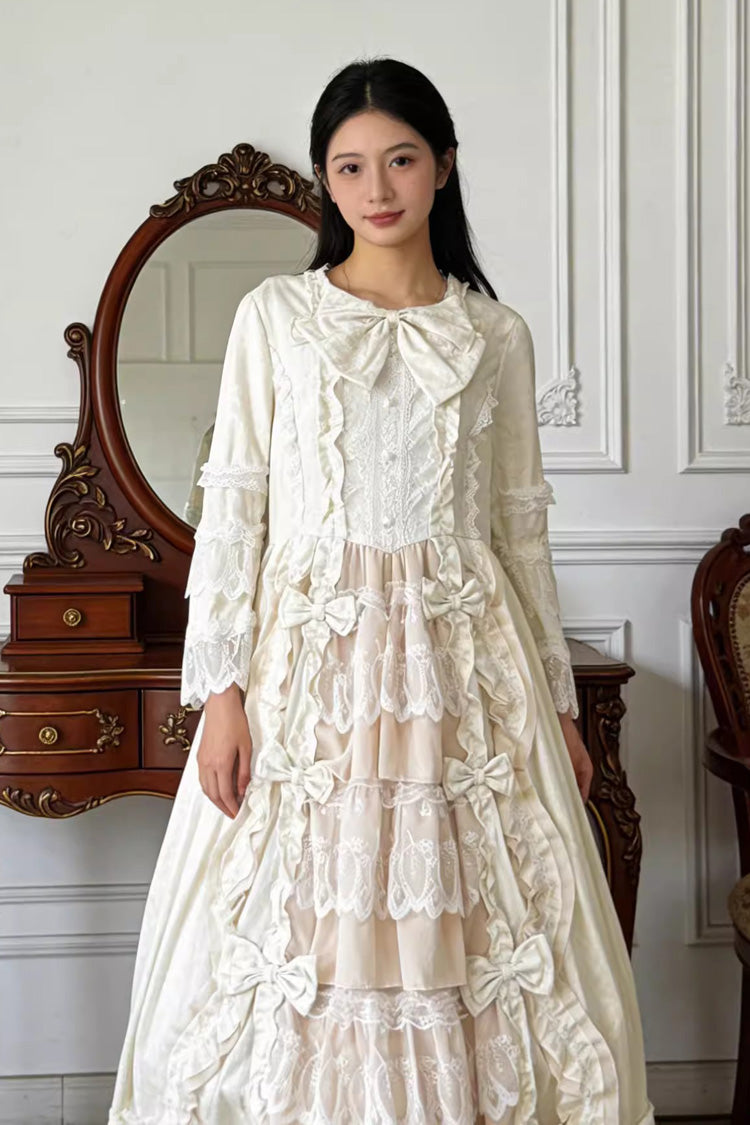 Victorian Lace Princess Dress - Plus Size Ruffled Front Bow