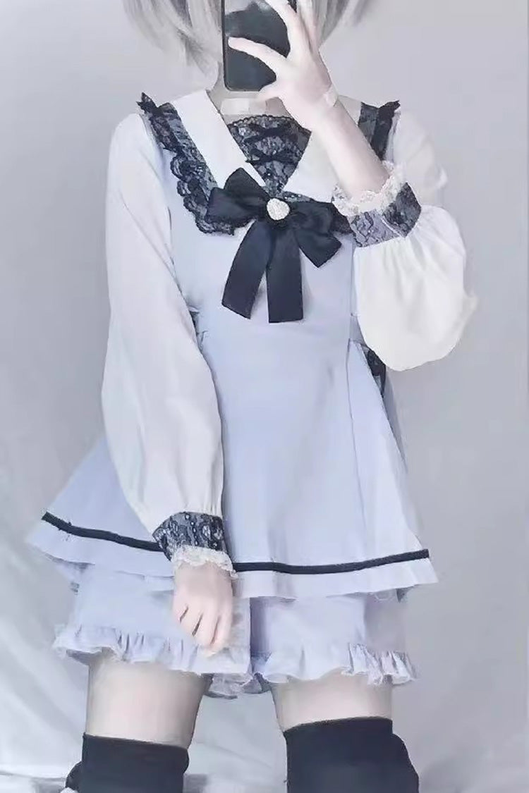 Sweet Bowknot Lace Long Sleeve Jirai Dress in Two Variants