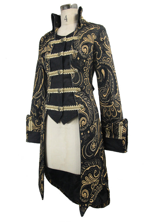 Gold Fake Two-Piece Pirate Costume Gothic Women's Coat