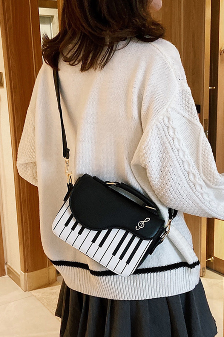 Piano Notes Embroidered Shoulder Bag
