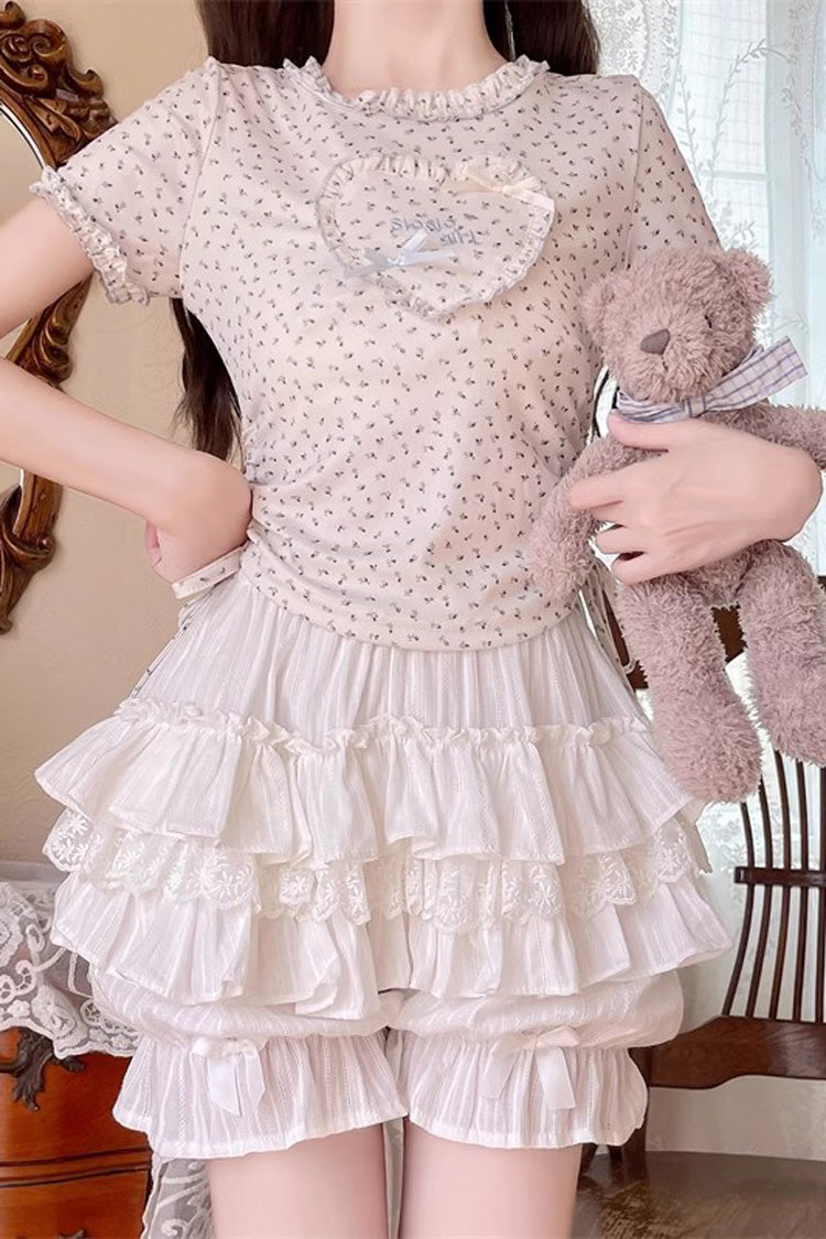 Pumpkin Print Multi-Layer Bowknot Sweet Lolita Leggings