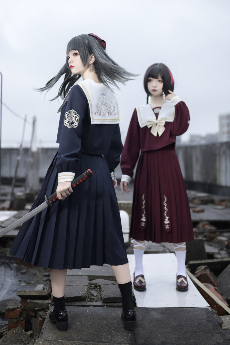 College Style Ribbon Sweet Lolita Skirt Ensemble
