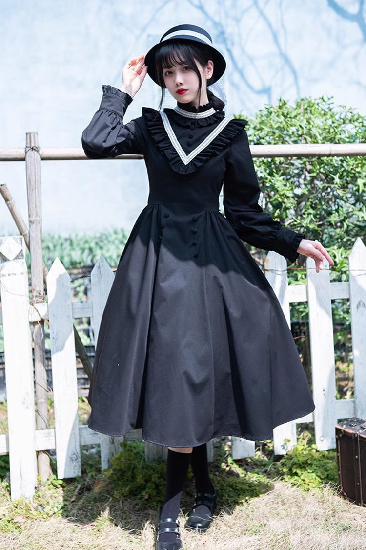 Autumn Winter Stand Collar Long Sleeve Lolita Dress