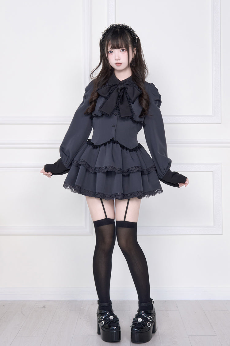 Layered Bow Tie Jirai Kei Outfit with Shorts