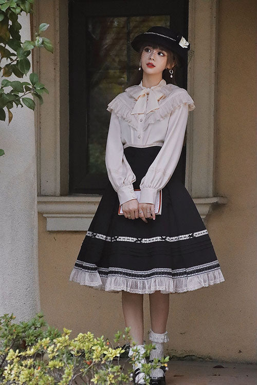 Baroque Manor Bowknot High-Waisted Ruffled Sweet Lolita Skirt, Three Colors