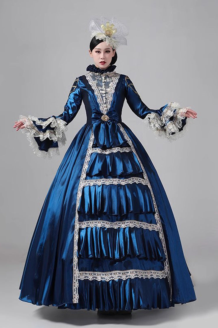 British Embroidered Medieval Victorian Gown - Vintage Court Style