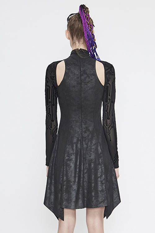 Irregular Cutout Long Sleeve Punk Dress