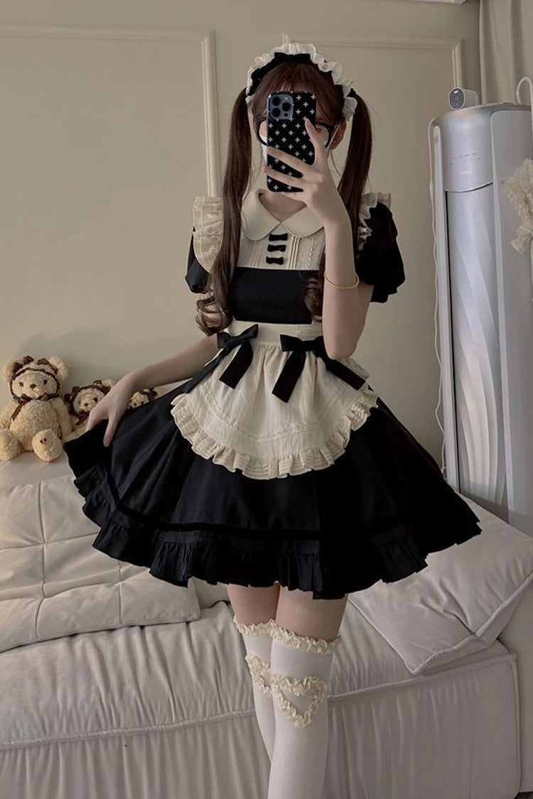 Black Maid Collar Ruffled Short Sleeve Classic Lolita Dress