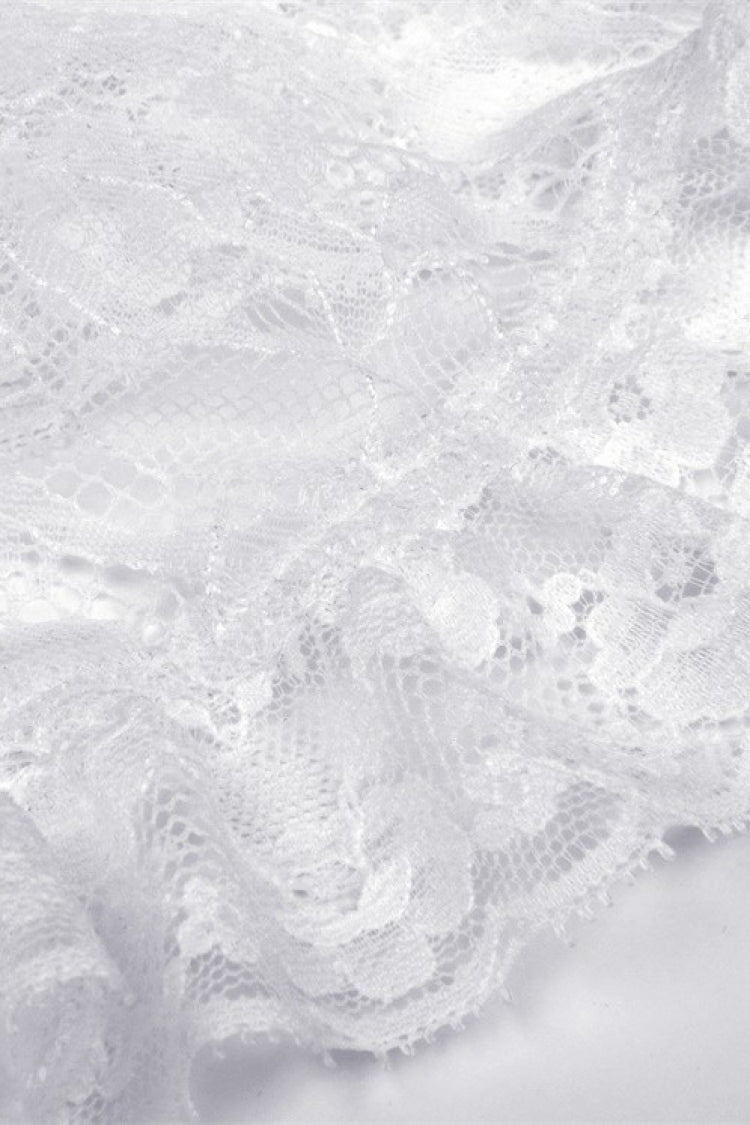 White Layered Lace Square Collar Strappy Gothic Mini Dress