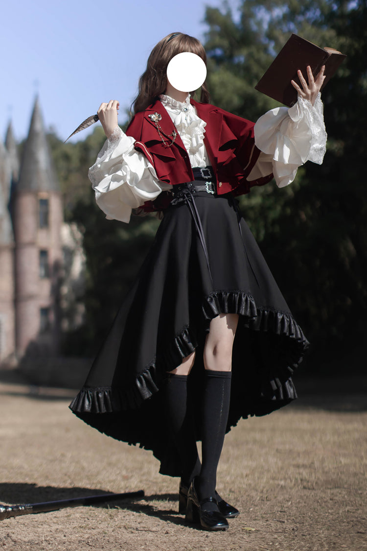 Noir Long-Sleeve Ruffled Ouji Skirt and Blouse - Day and Night Song