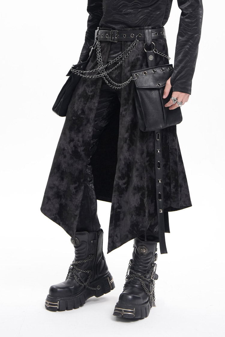 Men's Gothic Skirt with Rivet Buckle and Chain Detail