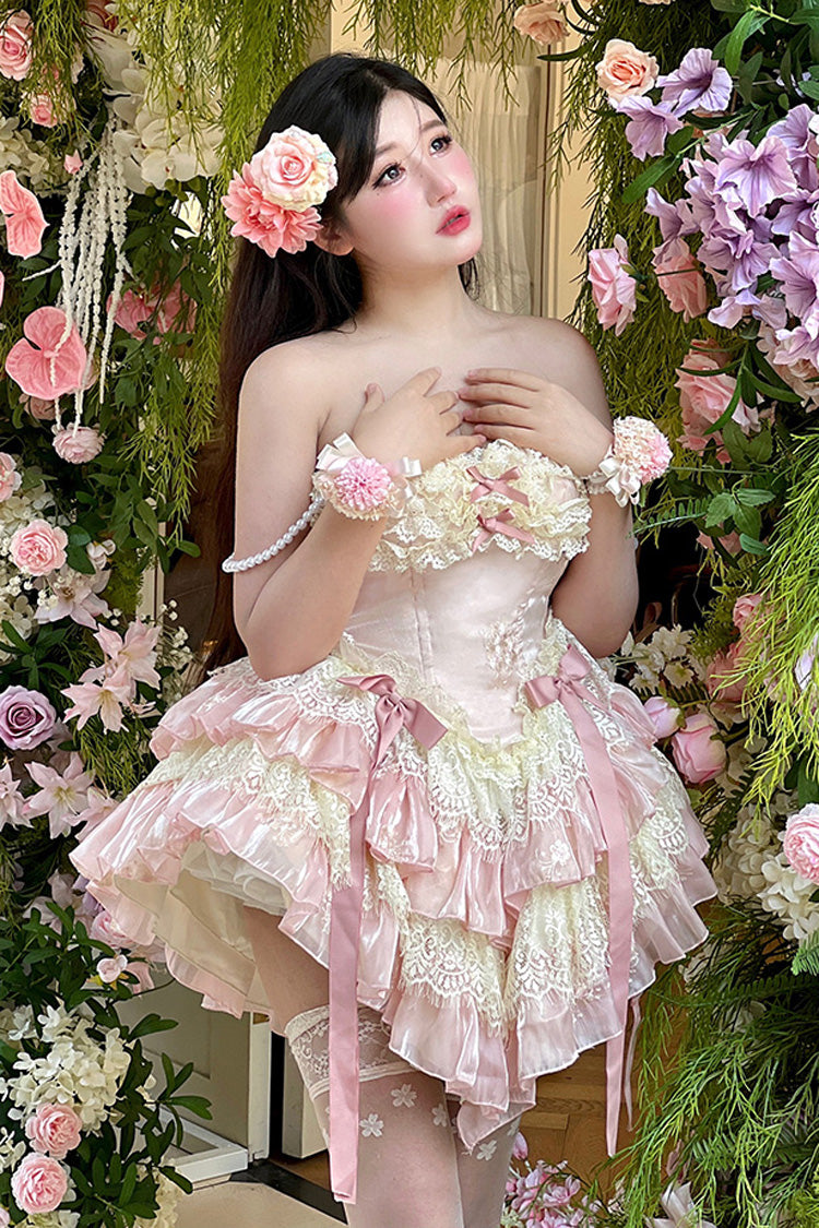 Lace Lolita Dress with Multi-Layer Ruffles, Bowknot, Dreamy Love