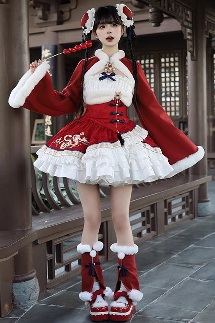 Multi Layer Embroidered Bow Chinese Style Jsk