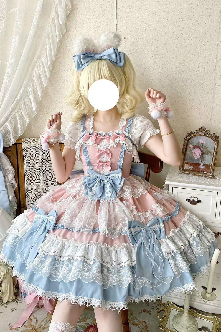 Azure Doll-Style Sweet JSK with Lace and Bow Accents