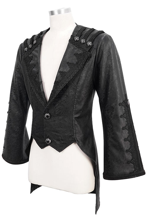 Fitted Leather Gothic Coat with Swallowtail Sleeves