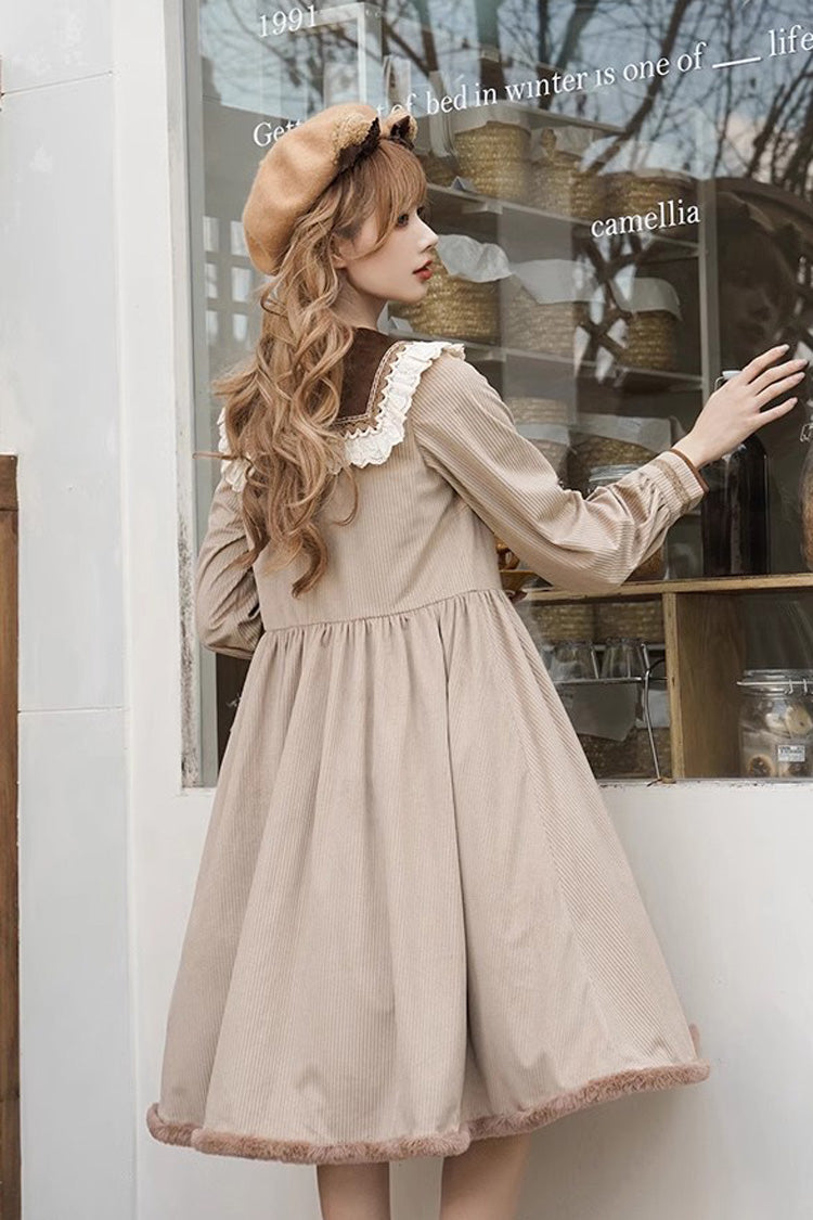 Brown Coco Diary Long Sleeve Autumn Winter Sweet Princess Lolita Dress