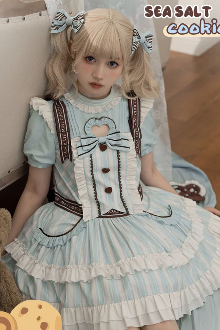Sea Salt Cookies Short Sleeved Printed Ruffled Sweet Lolita Dress