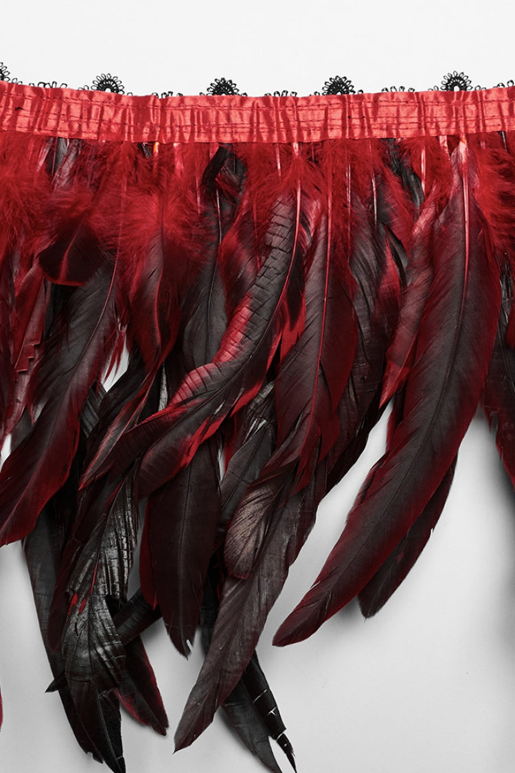 Crimson & Noir Faux Feather Gothic Shoulder Harness for Women