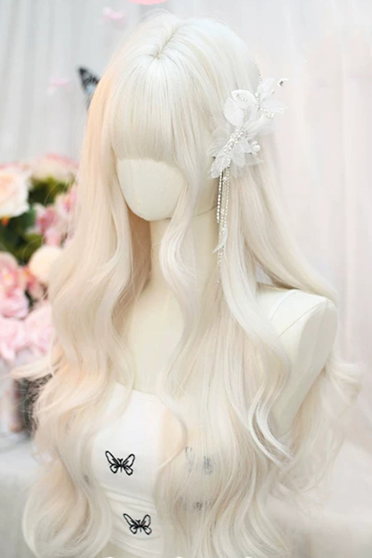 Milk Grey Blunt Bangs Curly Lolita Wig