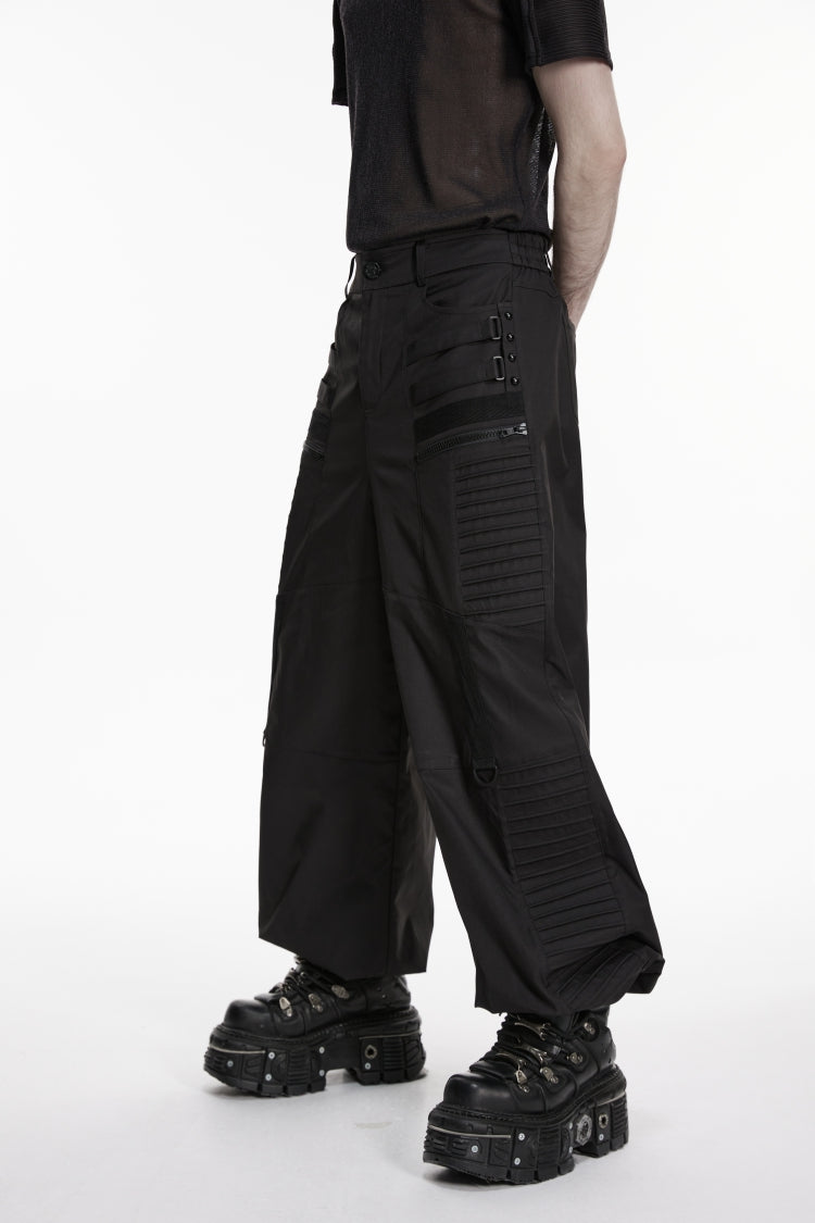 Men's Gothic Tapered Trousers with Pleats, Black